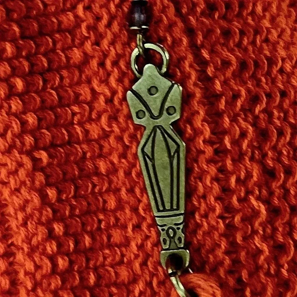 Lauren Ralph Lauren red/orange hoodie sweater with medallion ties Size Medium - Picture 5 of 7